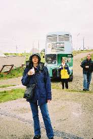 Carolyn taking a break from the Ushuaia sightseeing bus